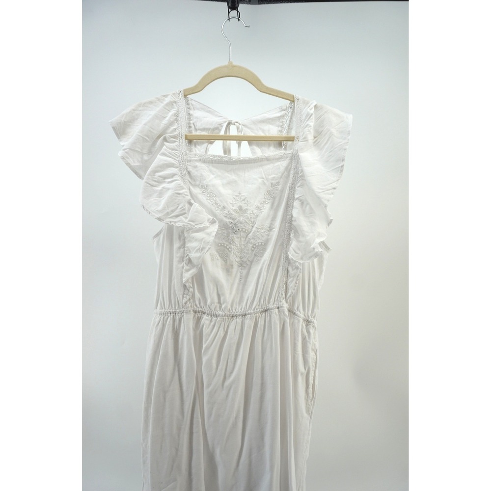NWT Old Navy Flutter Sleeve  Summer Midi Dress boho Cottagecore Embroidered L - Picture 2 of 10